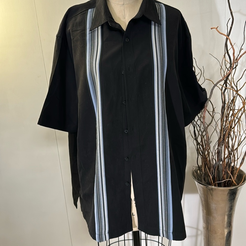 Axist Men’s Button Up Black, blue, grey stripe Shirt